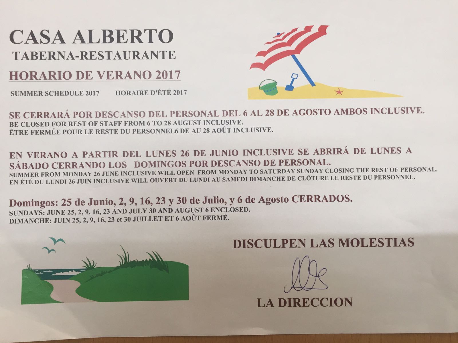 Horario Verano 2107