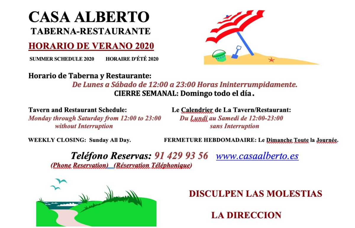 Horario Verano 2020